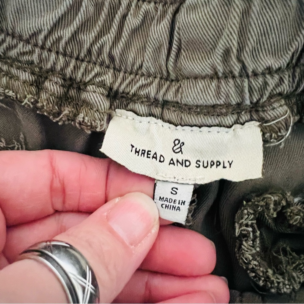 Thread & Supply size small olive green pull on joggers draw string elastic waist - Picture 7 of 12